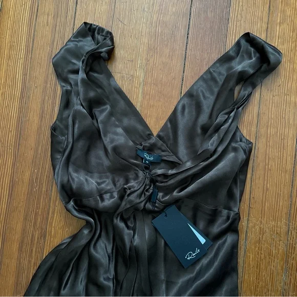 witchery brown dress Kashia Draped Satin Maxi Dress Brown | Black Tie Evening Dress | Draped Skirt main image 0